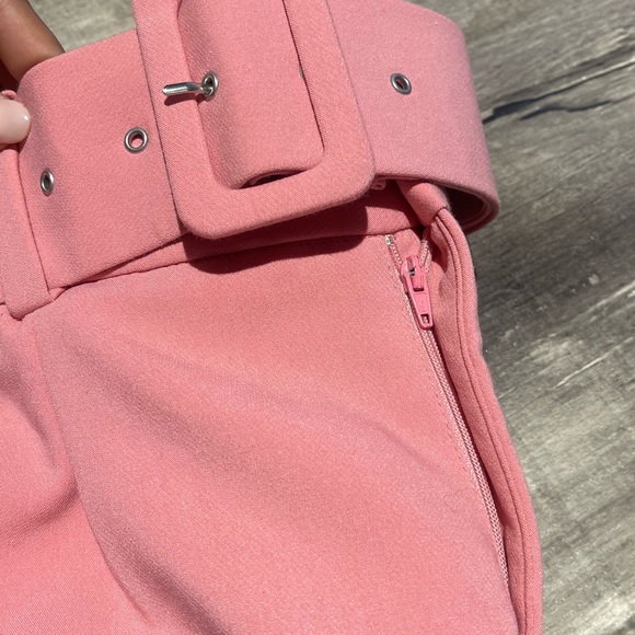 Zara pink High Waisted PANTS WITH FABRIC-COVERED BELT - Picture 8 of 15